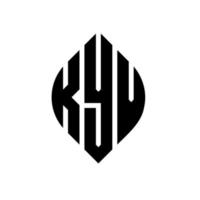 création de logo de lettre de cercle kyv avec forme de cercle et d'ellipse. lettres d'ellipse kyv avec style typographique. les trois initiales forment un logo circulaire. kyv cercle emblème abstrait monogramme lettre marque vecteur. vecteur