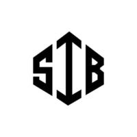 création de logo de lettre sib avec forme de polygone. création de logo en forme de polygone et de cube sib. modèle de logo vectoriel sib hexagone couleurs blanches et noires. monogramme sib, logo d'entreprise et immobilier.