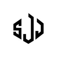 création de logo de lettre sjj avec forme de polygone. création de logo en forme de polygone et de cube sjj. modèle de logo vectoriel hexagone sjj couleurs blanches et noires. monogramme sjj, logo d'entreprise et immobilier.
