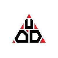 création de logo de lettre triangle uod avec forme de triangle. monogramme de conception de logo triangle uod. modèle de logo vectoriel triangle uod avec couleur rouge. uod logo triangulaire logo simple, élégant et luxueux.