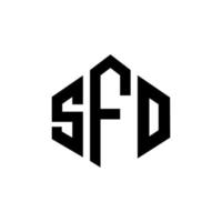 création de logo de lettre sfo avec forme de polygone. création de logo en forme de polygone et de cube sfo. modèle de logo vectoriel hexagone sfo couleurs blanches et noires. monogramme sfo, logo commercial et immobilier.