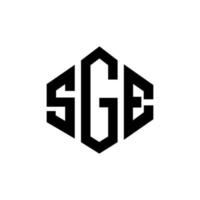 création de logo de lettre sge avec forme de polygone. création de logo en forme de polygone et de cube sge. modèle de logo vectoriel hexagone sge couleurs blanches et noires. monogramme sge, logo d'entreprise et immobilier.