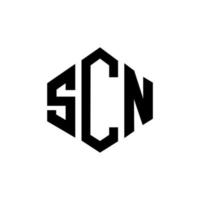 création de logo de lettre scn avec forme de polygone. scn création de logo en forme de polygone et de cube. modèle de logo vectoriel scn hexagone couleurs blanches et noires. monogramme scn, logo d'entreprise et immobilier.