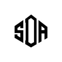 création de logo de lettre sda avec forme de polygone. création de logo en forme de polygone et de cube sda. modèle de logo vectoriel sda hexagone couleurs blanches et noires. monogramme sda, logo commercial et immobilier.