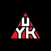 création de logo de lettre triangle uyk avec forme de triangle. monogramme de conception de logo triangle uyk. modèle de logo vectoriel triangle uyk avec couleur rouge. logo triangulaire uyk logo simple, élégant et luxueux.