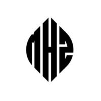 création de logo de lettre de cercle mhz avec forme de cercle et d'ellipse. lettres d'ellipse mhz avec style typographique. les trois initiales forment un logo circulaire. mhz cercle emblème abstrait monogramme lettre marque vecteur. vecteur