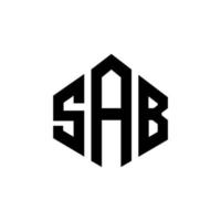 création de logo de lettre sab avec forme de polygone. création de logo en forme de polygone et de cube sab. modèle de logo vectoriel sab hexagone couleurs blanches et noires. monogramme sab, logo d'entreprise et immobilier.