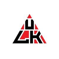 création de logo de lettre triangle ulk avec forme de triangle. monogramme de conception de logo triangle ulk. modèle de logo vectoriel triangle ulk avec couleur rouge. logo triangulaire ulk logo simple, élégant et luxueux.