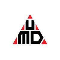 création de logo de lettre triangle umd avec forme de triangle. monogramme de conception de logo triangle umd. modèle de logo vectoriel triangle umd avec couleur rouge. logo triangulaire umd logo simple, élégant et luxueux.