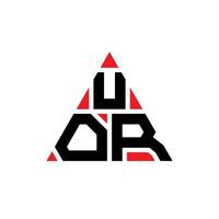 création de logo de lettre triangle uor avec forme de triangle. monogramme de conception de logo triangle uor. modèle de logo vectoriel triangle uor avec couleur rouge. uor logo triangulaire logo simple, élégant et luxueux.