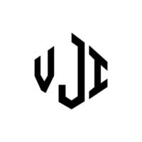 création de logo de lettre vji avec forme de polygone. création de logo en forme de polygone et de cube vji. modèle de logo vectoriel vji hexagone couleurs blanches et noires. monogramme vji, logo d'entreprise et immobilier.
