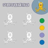 livre de coloriage d'un monstre coloré. jeux créatifs éducatifs pour les enfants d'âge préscolaire vecteur