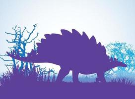 stegosaurus, silhouettes de dinosaures dans un environnement préhistorique couches superposées fond décoratif bannière illustration vectorielle abstraite vecteur