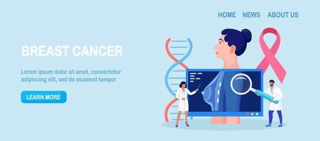 cancer du sein. un médecin mammologue consulte une patiente. échographie mammaire et mammographie, diagnostic de l'oncologie. examen à la clinique, diagnostic médical vecteur