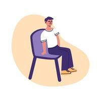 garçon assis sur une chaise en tenue décontractée ou en uniforme scolaire. illustration vectorielle plane, isolée sur fond blanc. vecteur
