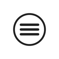 eps10 vecteur noir hamburger menu bar icône d'art en ligne ou logo en cercle arrondi épais isolé sur fond blanc