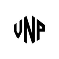 création de logo de lettre vnp avec forme de polygone. création de logo en forme de polygone et de cube vnp. modèle de logo vectoriel vnp hexagone couleurs blanches et noires. monogramme vnp, logo d'entreprise et immobilier.