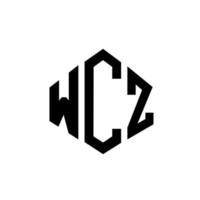 création de logo de lettre wcz avec forme de polygone. création de logo en forme de polygone et de cube wcz. modèle de logo vectoriel wcz hexagone couleurs blanches et noires. monogramme wcz, logo d'entreprise et immobilier.