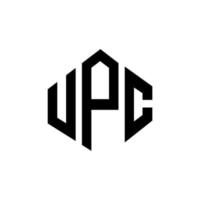 création de logo de lettre upc avec forme de polygone. création de logo en forme de polygone et de cube upc. modèle de logo vectoriel upc hexagone couleurs blanches et noires. monogramme upc, logo d'entreprise et immobilier.