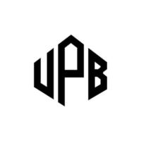 création de logo de lettre upb avec forme de polygone. création de logo en forme de polygone et de cube upb. modèle de logo vectoriel upb hexagone couleurs blanches et noires. monogramme upb, logo d'entreprise et immobilier.