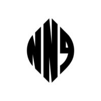 Création de logo de lettre de cercle nnq avec forme de cercle et d'ellipse. lettres ellipse nnq avec style typographique. les trois initiales forment un logo circulaire. nnq cercle emblème abstrait monogramme lettre marque vecteur. vecteur