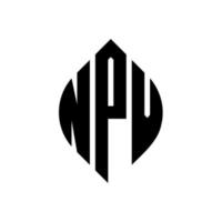 création de logo de lettre de cercle npv avec forme de cercle et d'ellipse. lettres d'ellipse npv avec style typographique. les trois initiales forment un logo circulaire. npv cercle emblème abstrait monogramme lettre marque vecteur. vecteur