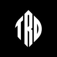 création de logo de lettre de cercle trd avec forme de cercle et d'ellipse. lettres ellipse trd avec style typographique. les trois initiales forment un logo circulaire. trd cercle emblème abstrait monogramme lettre marque vecteur. vecteur