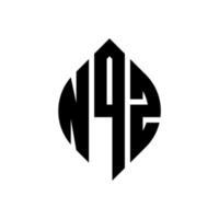 création de logo de lettre de cercle nqz avec forme de cercle et d'ellipse. lettres ellipse nqz avec style typographique. les trois initiales forment un logo circulaire. nqz cercle emblème abstrait monogramme lettre marque vecteur. vecteur