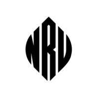 création de logo de lettre de cercle nru avec forme de cercle et d'ellipse. lettres ellipse nru avec style typographique. les trois initiales forment un logo circulaire. nru cercle emblème abstrait monogramme lettre marque vecteur. vecteur