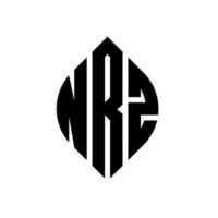 création de logo de lettre de cercle nrz avec forme de cercle et d'ellipse. lettres ellipse nrz avec style typographique. les trois initiales forment un logo circulaire. nrz cercle emblème abstrait monogramme lettre marque vecteur. vecteur