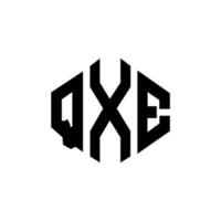 création de logo de lettre qxe avec forme de polygone. création de logo en forme de polygone et de cube qxe. modèle de logo vectoriel hexagone qxe couleurs blanches et noires. monogramme qxe, logo d'entreprise et immobilier.