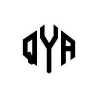 création de logo de lettre qya avec forme de polygone. création de logo en forme de polygone et de cube qya. modèle de logo vectoriel qya hexagone couleurs blanches et noires. monogramme qya, logo d'entreprise et immobilier.