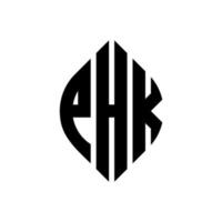 création de logo de lettre de cercle phk avec forme de cercle et d'ellipse. lettres phk ellipse avec style typographique. les trois initiales forment un logo circulaire. phk cercle emblème abstrait monogramme lettre marque vecteur. vecteur