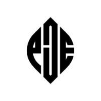 création de logo de lettre de cercle pje avec forme de cercle et d'ellipse. lettres ellipse pje avec style typographique. les trois initiales forment un logo circulaire. pje cercle emblème abstrait monogramme lettre marque vecteur. vecteur