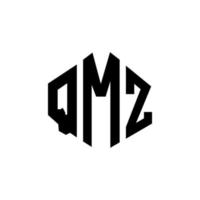 création de logo de lettre qmz avec forme de polygone. création de logo en forme de polygone et de cube qmz. modèle de logo vectoriel qmz hexagone couleurs blanches et noires. monogramme qmz, logo d'entreprise et immobilier.