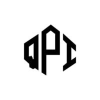 création de logo de lettre qpi avec forme de polygone. création de logo en forme de polygone et de cube qpi. modèle de logo vectoriel qpi hexagone couleurs blanches et noires. monogramme qpi, logo d'entreprise et immobilier.