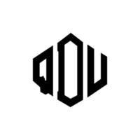 création de logo de lettre qdu avec forme de polygone. création de logo en forme de polygone et de cube qdu. modèle de logo vectoriel qdu hexagone couleurs blanches et noires. monogramme qdu, logo commercial et immobilier.