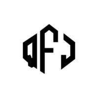 création de logo de lettre qfj avec forme de polygone. création de logo en forme de polygone et de cube qfj. modèle de logo vectoriel qfj hexagone couleurs blanches et noires. monogramme qfj, logo d'entreprise et immobilier.