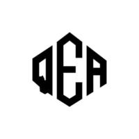 création de logo de lettre qea avec forme de polygone. création de logo en forme de polygone et de cube qea. modèle de logo vectoriel qea hexagone couleurs blanches et noires. monogramme qea, logo d'entreprise et immobilier.