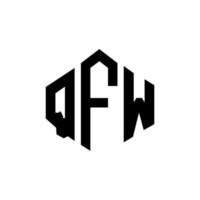 création de logo de lettre qfw avec forme de polygone. création de logo en forme de polygone et de cube qfw. modèle de logo vectoriel qfw hexagone couleurs blanches et noires. monogramme qfw, logo d'entreprise et immobilier.