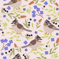 modèle sans couture avec oiseaux et fleurs. graphiques vectoriels. vecteur