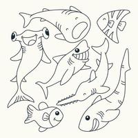 ensemble de poissons. conception d'art en ligne, minimaliste, simple et unique. vecteur premium