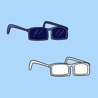 un ensemble d'images, lunettes de soleil bleu foncé pour les loisirs de plein air, illustration vectorielle en style cartoon sur fond coloré vecteur