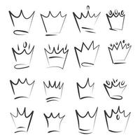 ensemble de logos de couronnes dessinés à la main pour la couleur du modèle d'icône reine modifiable. princesse, doodle, pop art, beauté et mode shopping symbole vecteur signe illustration isolée pour la conception graphique et web.