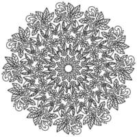 mandala zen contour de fleurs de doodle avec des feuilles et de petits éléments décoratifs, coloriage antistress sous la forme d'un cadre floral rond vecteur