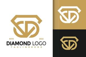 création de logo de bijoux en diamant lettre d, vecteur de logos d'identité de marque, logo moderne, modèle d'illustration vectorielle de conceptions de logo