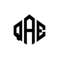 création de logo de lettre qae avec forme de polygone. création de logo en forme de polygone et de cube qae. modèle de logo vectoriel qae hexagone couleurs blanches et noires. monogramme qae, logo d'entreprise et immobilier.