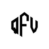 création de logo de lettre qfv avec forme de polygone. création de logo en forme de polygone et de cube qfv. modèle de logo vectoriel qfv hexagone couleurs blanches et noires. monogramme qfv, logo commercial et immobilier.