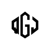 création de logo de lettre qgj avec forme de polygone. création de logo en forme de polygone et de cube qgj. modèle de logo vectoriel qgj hexagone couleurs blanches et noires. monogramme qgj, logo d'entreprise et immobilier.