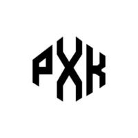création de logo de lettre pxk avec forme de polygone. création de logo en forme de polygone et de cube pxk. modèle de logo vectoriel hexagone pxk couleurs blanches et noires. monogramme pxk, logo d'entreprise et immobilier.